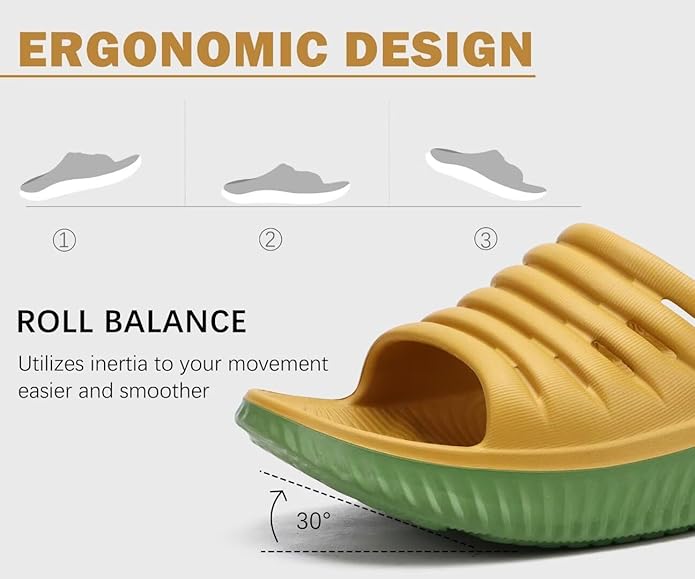 KuaiLu Womens Recovery Sandals With Comfortable Plantar Fasciitis Support,Ladies Orthotic Open Toe Sport Slides Thick Cushion Reduces Stress on Feet,Joints & Back Post-Exercise
