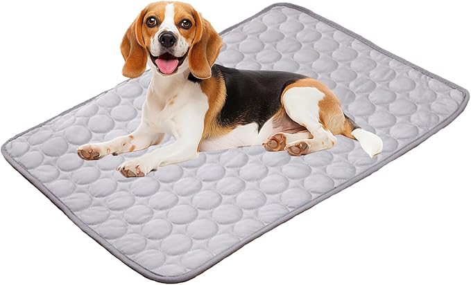 Dog Cooling Mat,2025 Upgrade Pet Cooling Mat for Dogs Cats,Summer Ice Silk Cool Mats & Sleeping Pad for Indoor or Outdoor,Perfect as Blanket for Kennel Sofa Bed Floor Car (Grey, Medium, 23.6"x19.3")