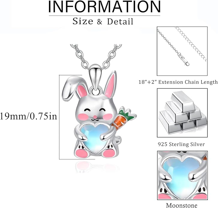 Dreamboat Moonstone Animal Pendant Necklace for Women 925 Sterling Silver Cute Animals Jewelry Gifts