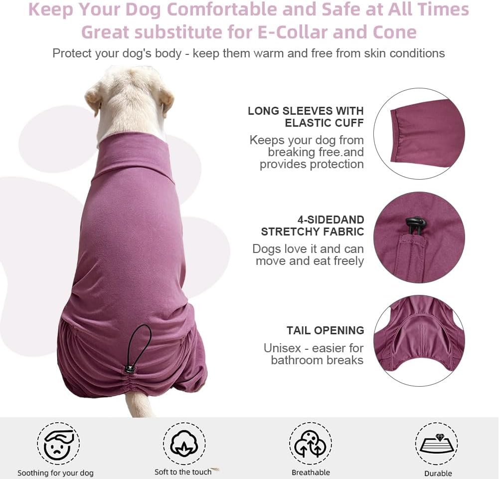 Dog Pyjamas PJS Sweater Clothes and Home Clothing Suitable for Small to Medium Breeds of Dogs, Dog Neutering Suits, Extra-Large Stretch Fabric, Four-Legged Clothes(Thickened Red, L)