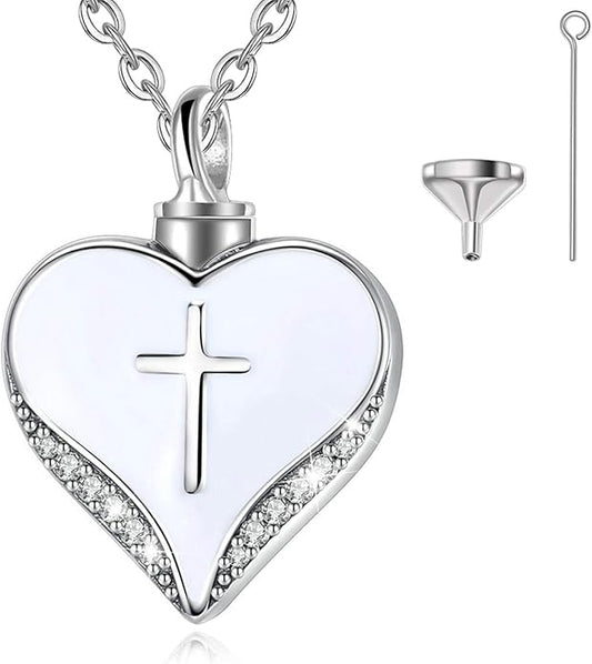 EUDORA Sterling Silver Urn Necklace for Ashes for Women Men, Ash Pendant for Human Cat Dog Ashes, Necklace for Ashes of Loved One Dad Mom Papa Pet Cremation Souvenir Jewelry for Funeral, 20inch