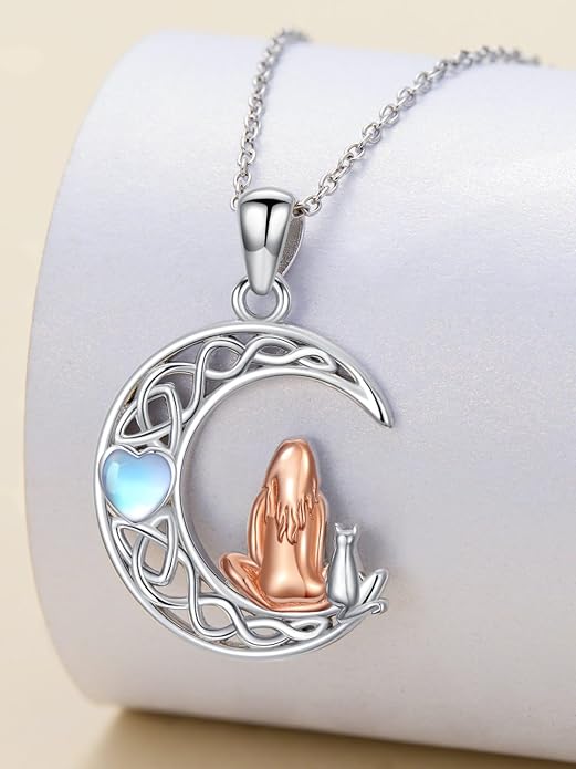 Dorunmo Animal Necklace 925 Sterling Silver Owl/Sloth/Axolotl/Dolphin Necklace Celtic Knot Pendant Birthday Anniversary Animal Jewelry for Women Friends Animals Lover