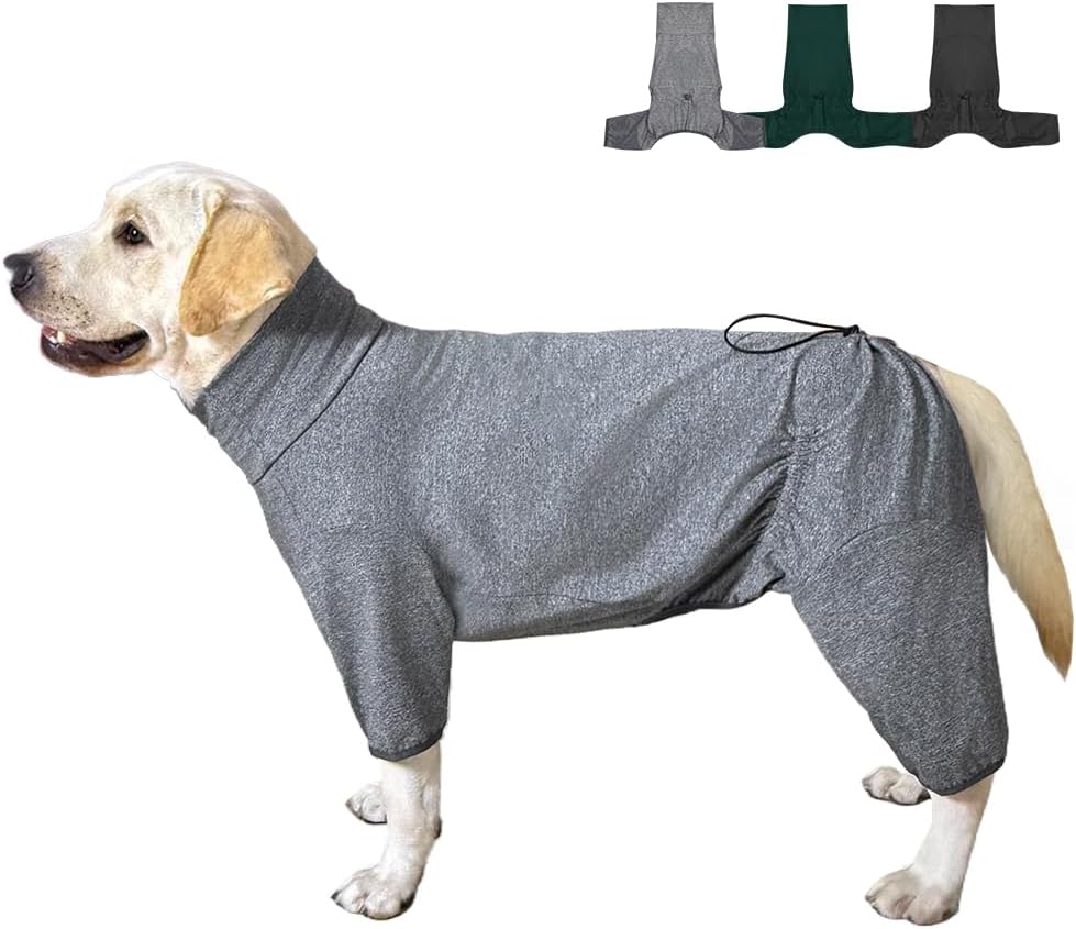 Dog Pyjamas PJS Sweater Clothes and Home Clothing Suitable for Medium to Large Breeds of Dogs, Dog Neutering Suits, Extra-Large Stretch Fabric, Four-Legged Clothes(Thin Forid Gray, 2XL)
