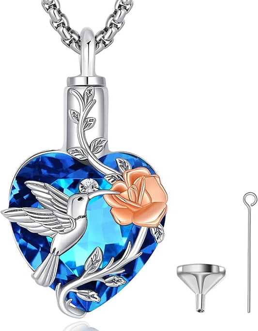 EUDORA Sterling Silver Urn Necklace for Ashes for Women Men, Ash Pendant for Human Cat Dog Ashes, Necklace for Ashes of Loved One Dad Mom Papa Pet Cremation Souvenir Jewelry for Funeral, 20inch