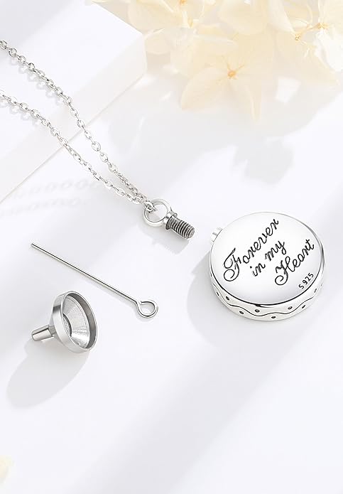 EUDORA Sterling Silver Urn Necklace for Ashes for Women Men, Ash Pendant for Human Cat Dog Ashes, Necklace for Ashes of Loved One Dad Mom Papa Pet Cremation Souvenir Jewelry for Funeral, 20inch