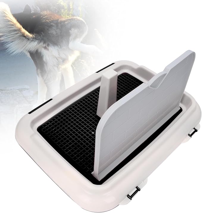 Indoor Dog Potty Tray - Miniature Poodle Pad Holder, Anti-Slide Plastic Potty for Small & Medium Dogs (Black)