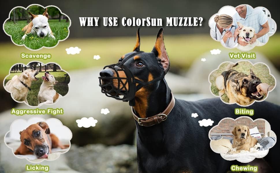 Dog Muzzle Breathable Basket Muzzles for Large and X-Large Dogs, Stop Biting, Barking and Chewing, Best for Aggressive Dogs Black Brown (Black Rubber, XL)