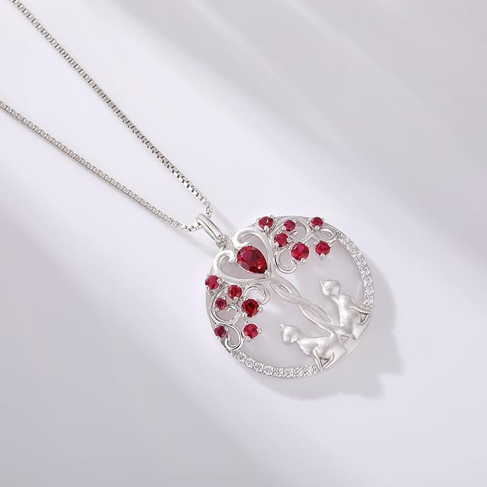 jiamiaoi 18K White Gold Plated Cat Necklace 925 Sterling Silver Diamond Cat Necklace Silver Cat On Moon Necklace for Women Gift for Birthday/Christmas, Come with Gift Box