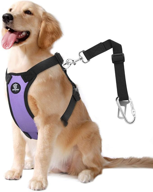 Dog Seat Belt, Safety Vest Dog Car Harness with Adjustable Buckle Dog Seat Belt for Vehicle Nylon Pet Safety Seat Belts Heavy Duty(XL, Purple)