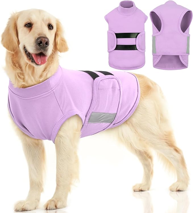 MIGOHI Breathable Dog Anxiety Calming Vest,Dog Firework Anxiety Relief Vest,Dogs Stress and Anxiety Relief Coat,Anxiety Vest for Large Dogs,XL,Lightpurple