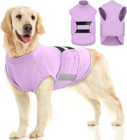 MIGOHI Dog Anxiety Relief Coat,Comfort Anxiety Vest for Dogs,Adjustable Dog Anxiety Calming Wrap for Fireworks,Thunderstorm,Travel,Separation,Anxiety Jacket for Large Dogs,L,Lightpurple