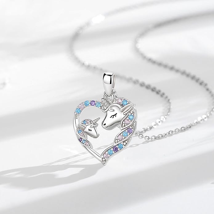 EUDORA Sterling Silver Mother Daughter Necklace for Women, Mama Son Daughter Necklace Pendant for Mom and Daughter,Mom Jewelry from Daughter Mother's Day Gift for Mother Daughter Aunt Grandma