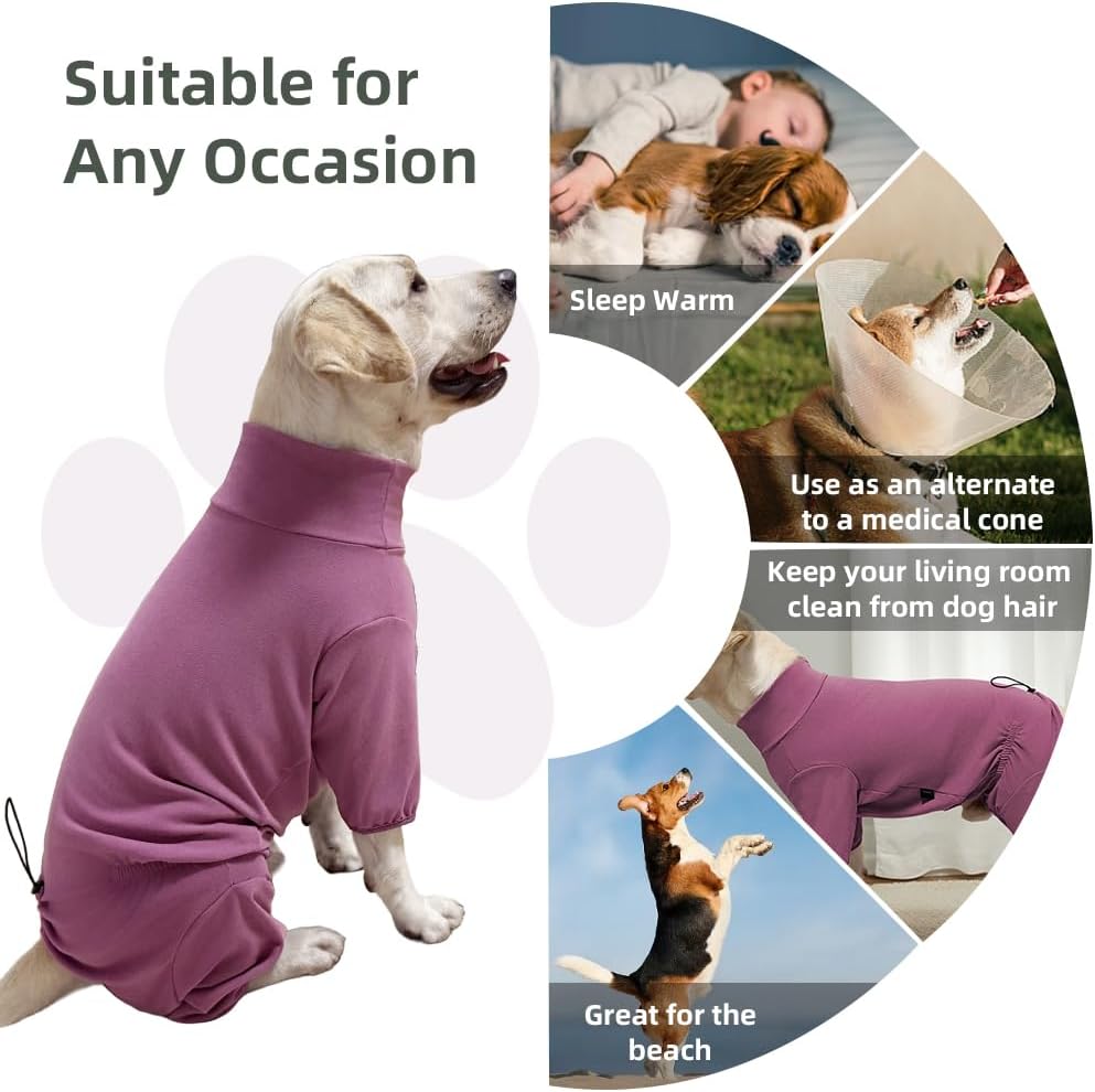 Dog Pyjamas PJS Sweater Clothes and Home Clothing Suitable for Medium to Large Breeds of Dogs, Dog Neutering Suits, Extra-Large Stretch Fabric, Four-Legged Clothes(Thickened Red, 5XL)
