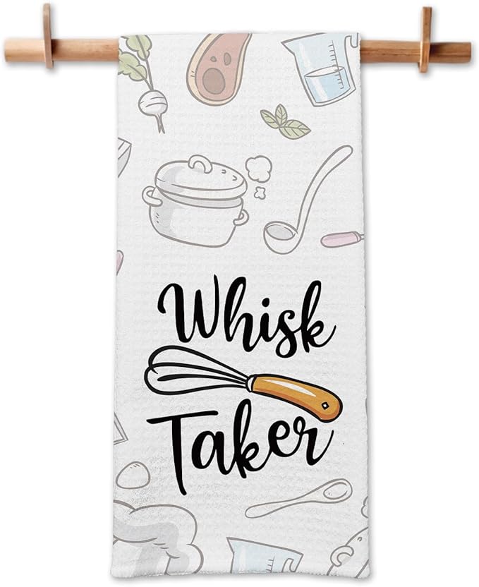 Funny Kitchen Towels Whisk Taker Cleaning Cloth Trendy Dish Towels for Farmhouse Kitchen Decor Sweet Housewarming Gifts Kitchen Gifts for Hostess Chef Novelty Birthday Gifts for Women Men