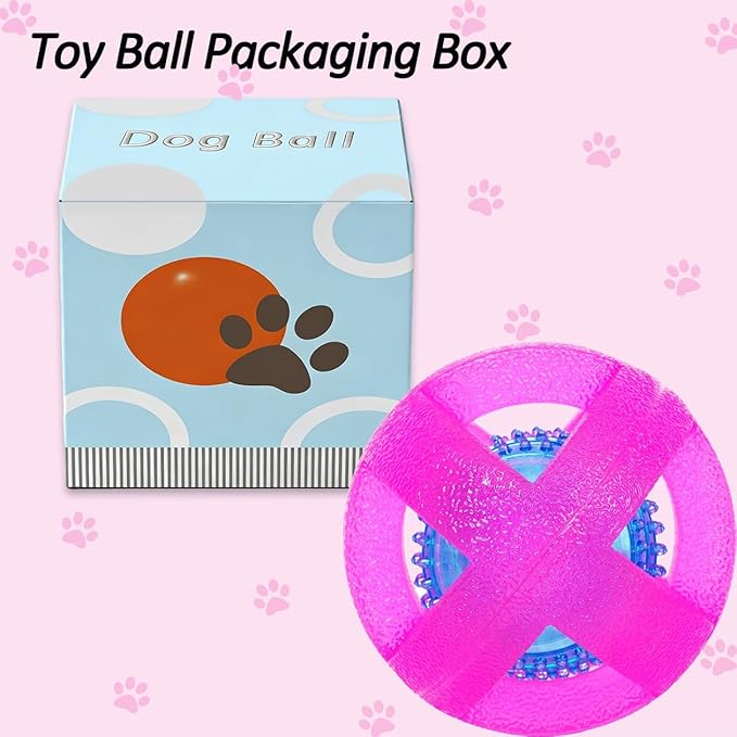 Dog Ball Toy for Chewing and Treat Dispensing - Rubber Chew Balls, Interactive Dog Puzzle Ball Toys for Fun & Chew Time, Treat Dispensing Toys for Small Medium Breed, 3.5 Inch (Pink)