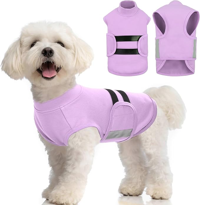 MIGOHI Dog Anxiety Relief Coat,Comfort Anxiety Vest for Dogs,Adjustable Dog Anxiety Calming Wrap for Fireworks,Thunderstorm,Travel,Separation,Anxiety Jacket for Small Dogs,S,Lightpurple