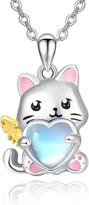 Dreamboat Moonstone Animal Pendant Necklace for Women 925 Sterling Silver Cute Animals Jewelry Gifts