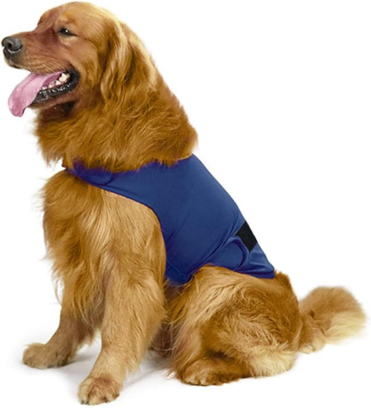 Dog Anxiety Jacket, Skin-Friendly Calming Shirt for Dogs- Dog Coat for Thunder, Fireworks and Separation - Keep Pet Calm Without Medicine & Training, Anti Anxiety Vest for Dogs (Dark Blue, S)