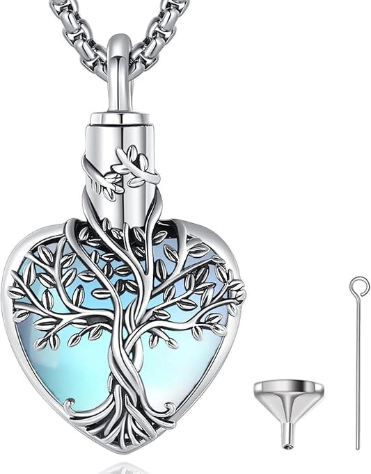 EUDORA Sterling Silver Urn Necklace for Ashes for Women Men, Ash Pendant for Human Cat Dog Ashes, Necklace for Ashes of Loved One Dad Mom Papa Pet Cremation Souvenir Jewelry for Funeral, 20inch