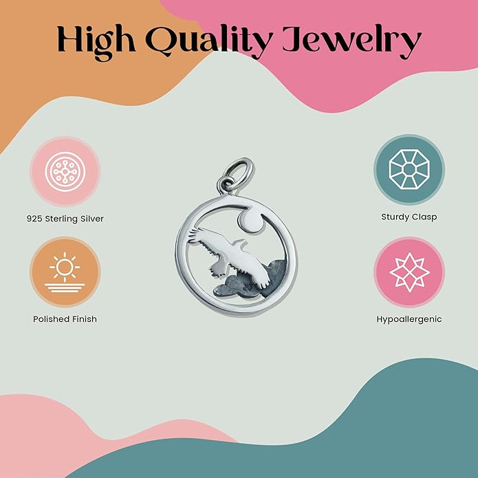 FashionJunkie4Life Sterling Silver Bird Pendant Necklaces for Women