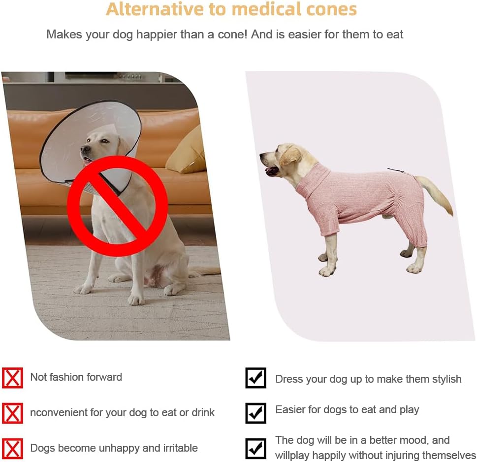 Dog Pyjamas PJS Sweater Clothing and Loungewear Suitable for Medium to Large Breeds of Dogs, Neutering Suits, Extra-Large Stretch Fabric, Four-Legged Dogs Clothes Pyjamas (Sweater Pink, 5XL)