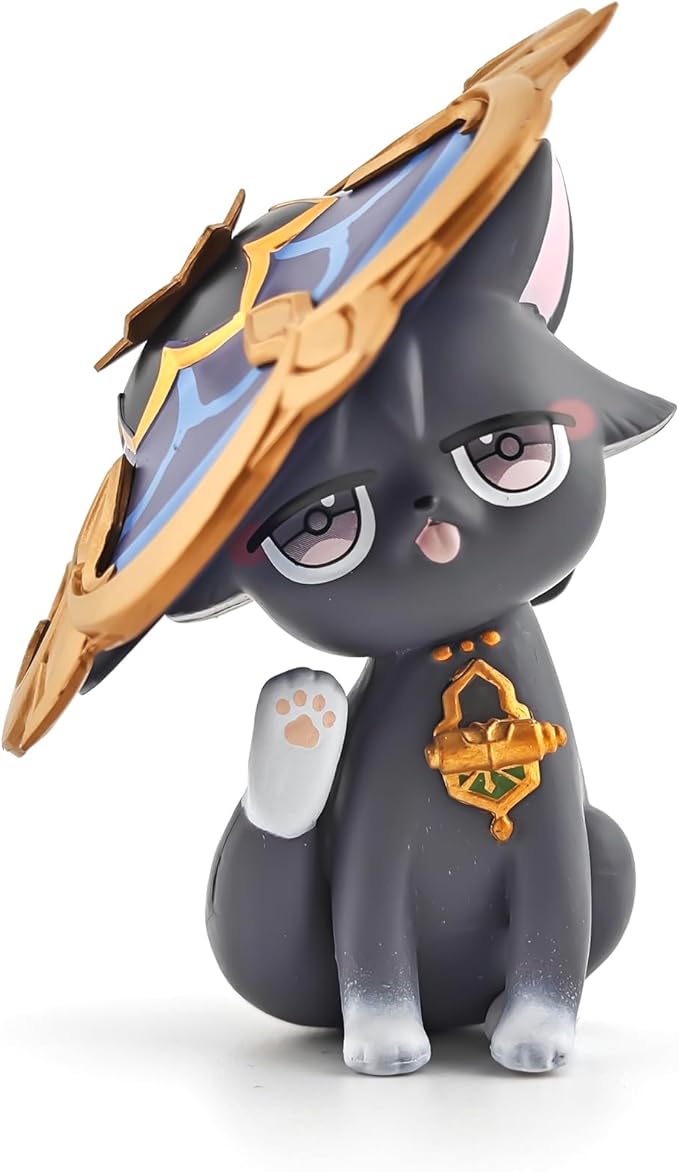 Genshin Impact Cat Figurine - 3.75" Cute Anime Collectible Figure, Diluc/Childe/Keqing, Gift for Fans and Cat Lovers,