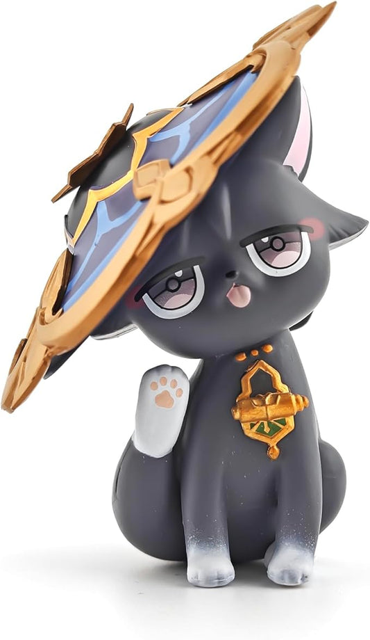 Genshin Impact Cat Figurine - 3.75" Cute Anime Collectible Figure, Diluc/Childe/Keqing, Gift for Fans and Cat Lovers,