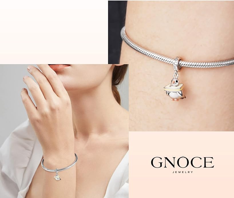 GNOCE Black Cat Riding Broom Pendant Charm 925 Sterling Silver Pigeon Dangle Charms Bead Fit Bracelet/Necklace For Women Mother's Day Gift (Pigeon)