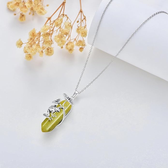 Frog Necklace 925 Sterling Silver Frog Pendant Birthstone Quartz Jewelry Gift for Women s Mom