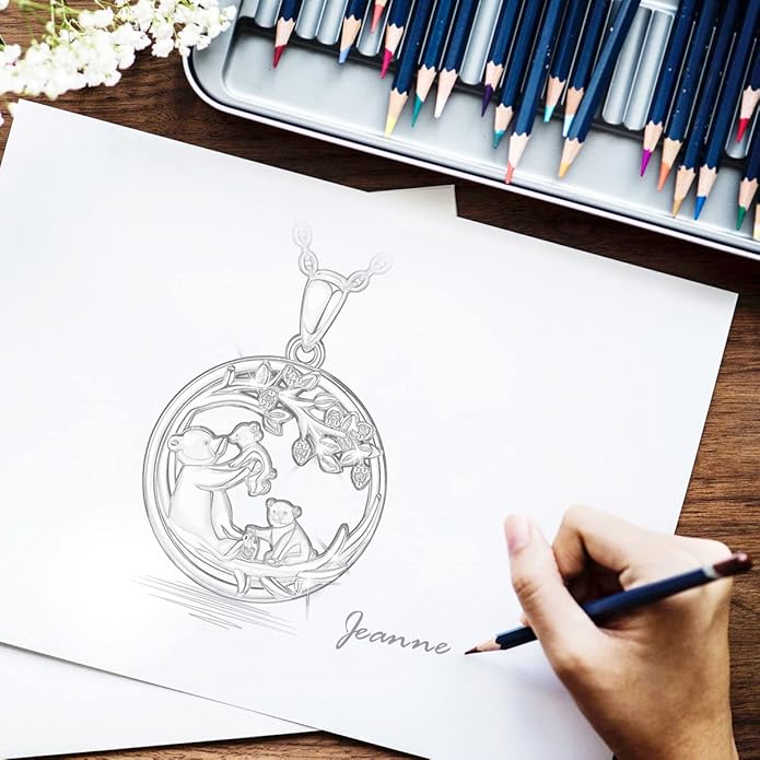 EUDORA Sterling Silver Mother Daughter Necklace for Women, Mama Son Daughter Necklace Pendant for Mom and Daughter,Mom Jewelry from Daughter Mother's Day Gift for Mother Daughter Aunt Grandma