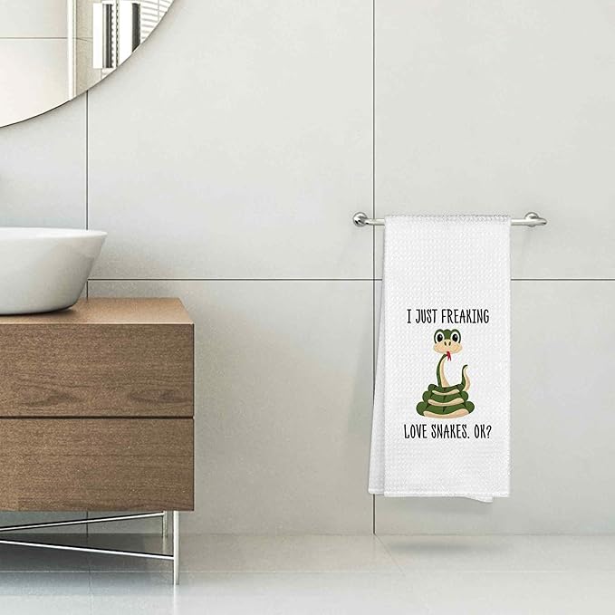I Just Freaking Love Snakes Kitchen Towels Decorative Gifts for Snake Lovers 16x24, Snake Dish Towel Cloths Dishcloths Tea Towel, Snake Bathroom Kitchen Decor Hand Towel