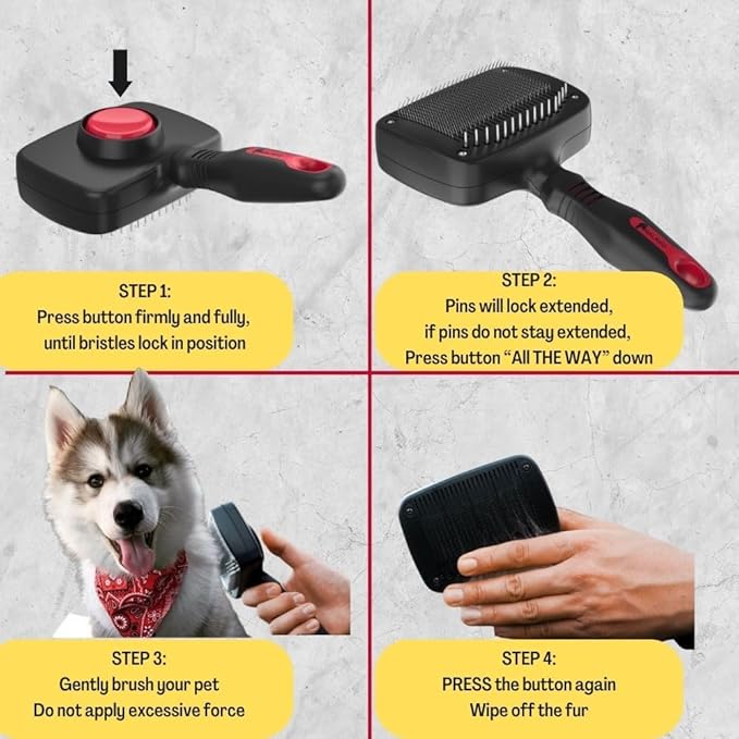Self-Cleaning Dog Slicker Brush & Undercoat Rake – Professional Deshedding Tool for Medium & Long Hair, Double-Coated Dogs