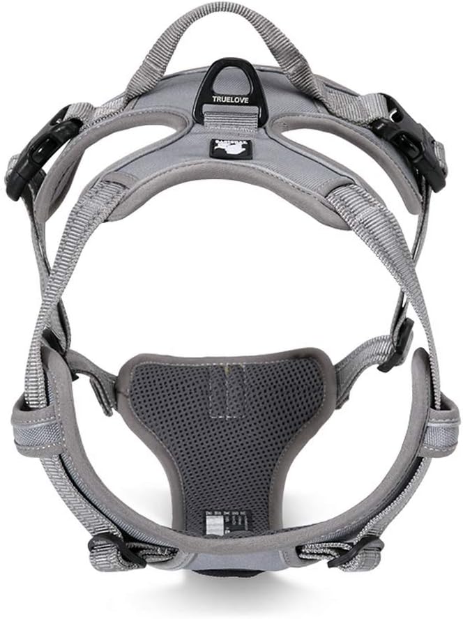 TRUE LOVE Adjustable No-Pull Dog Harness Reflective Pup Vest Harnesses Comfortable Control Brilliant Colors Truelove TLH5651(Gray,M)
