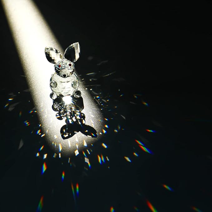 H&D HYALINE & DORA Crystal Bunny Animal Figurine,Collectibles Clear Crystal Art Rabbit Decor Statue,Glass Cute Rabbit Easter Decoration(Clear)