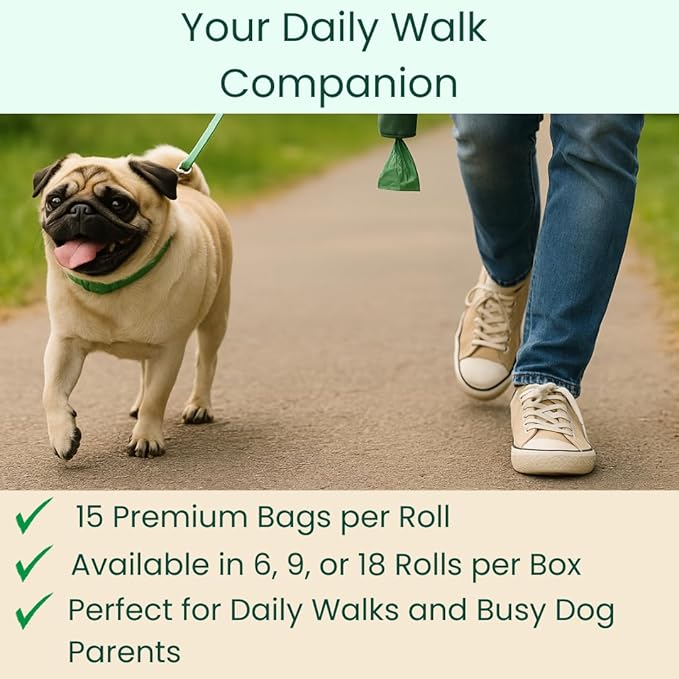 100% Certified Home Compostable Poop Bags (90Count 6 Rolls), Plant Based, Extra Thick (20 Micron) Leak Proof, Unscented Standard Size 9 X 13'', ASTM D6400 & EN 13432 Compliant