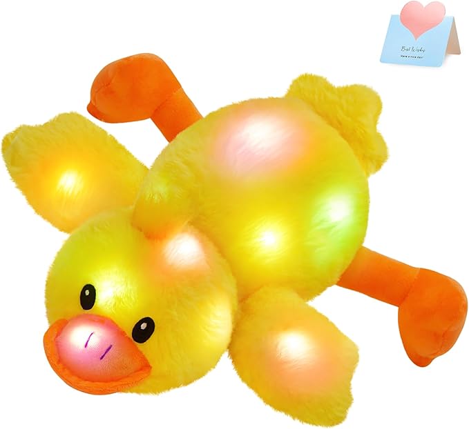 Glow Guards 12'' Light up Yellow Duck Stuffed Animal Soft LED Night Light Glowing Plush Toy Pillow Bed Sofa Birthday Children's Day for Toddler Kids