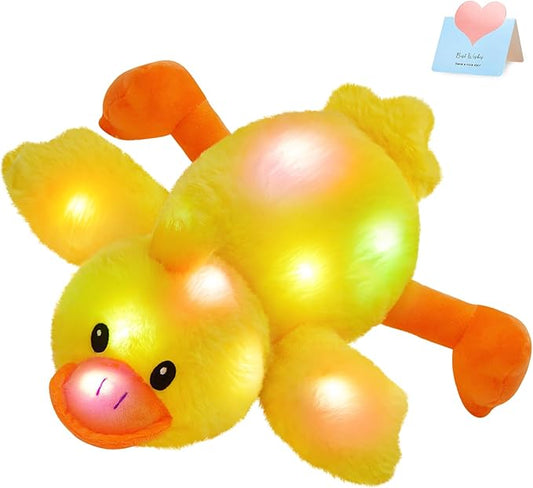Glow Guards 12'' Light up Yellow Duck Stuffed Animal Soft LED Night Light Glowing Plush Toy Pillow Bed Sofa Birthday Children's Day for Toddler Kids
