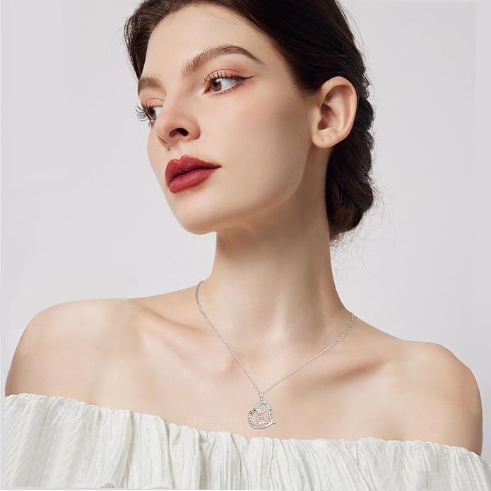 Dog/Paw Print/Infinity Necklace for Women 925 Sterling Silver Heart Dogs Pendant Necklaces Jewelry Christmas Birthday Gifts for Dog Lovers Friends