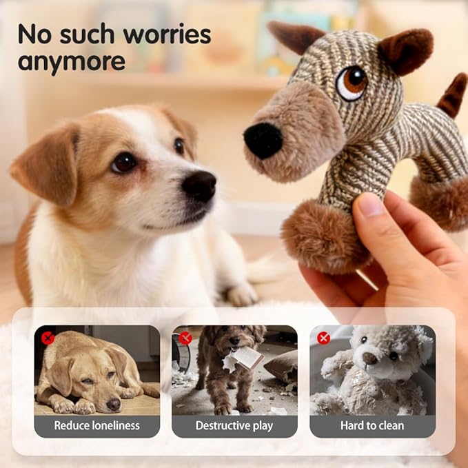 Linen Safari Companions Dog Toys, Durable Linen Dog Toy with Squeaker for Small Medium Large Dogs, Chew Resistant Animal Shaped Toys for Aggressive Chewers Puppy Anxiety Relief (Elephant)