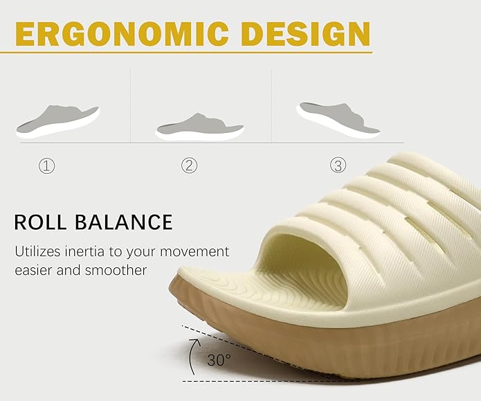 KuaiLu Womens Recovery Sandals With Comfortable Plantar Fasciitis Support,Ladies Orthotic Open Toe Sport Slides Thick Cushion Reduces Stress on Feet,Joints & Back Post-Exercise
