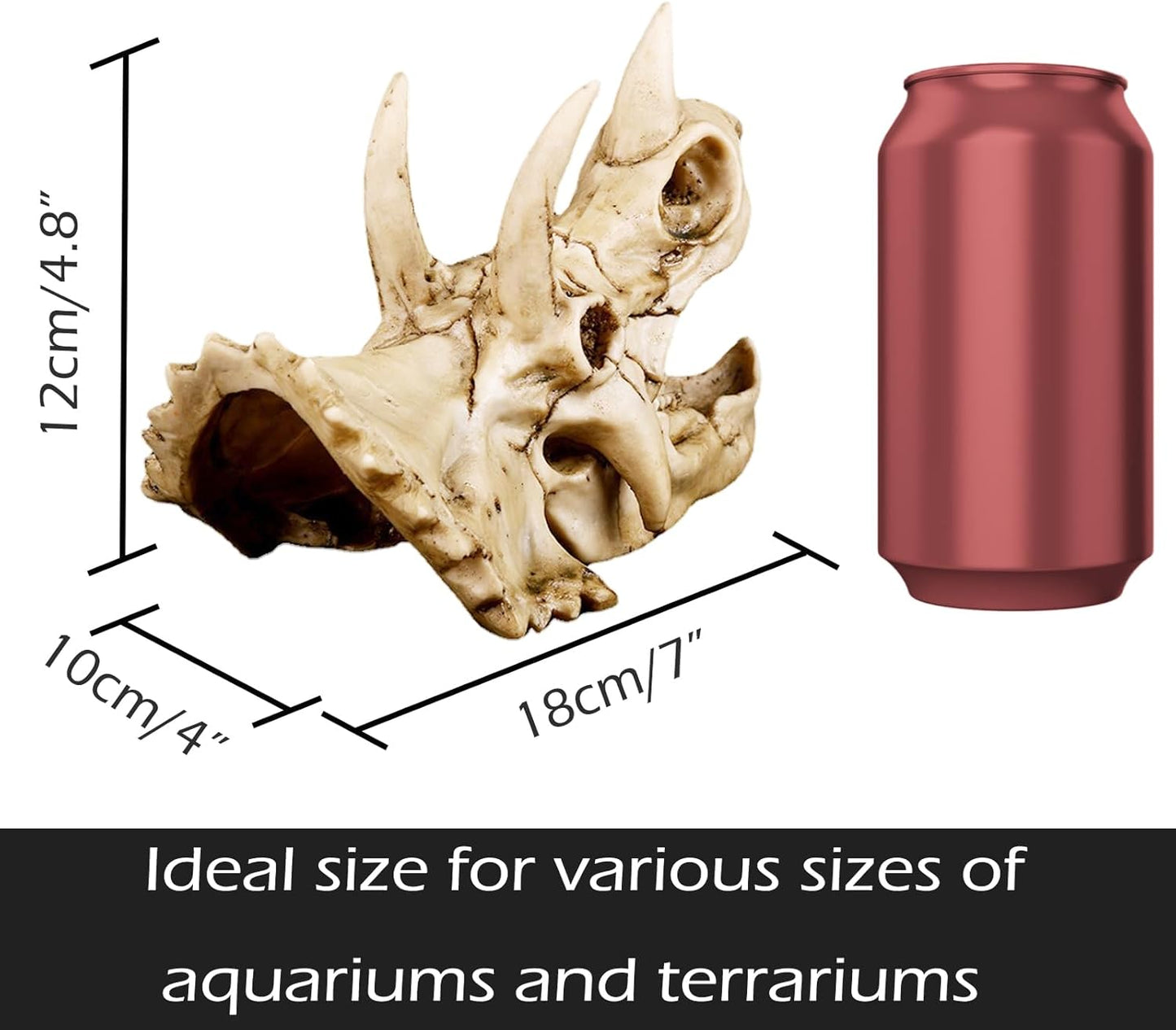 Fish Hideout Cave Dinosaur Animal Skull Reptile Ornament Halloween Décor for Terrarium Aquarium Large Decorations Betta Tarantula Snake Decor Bones