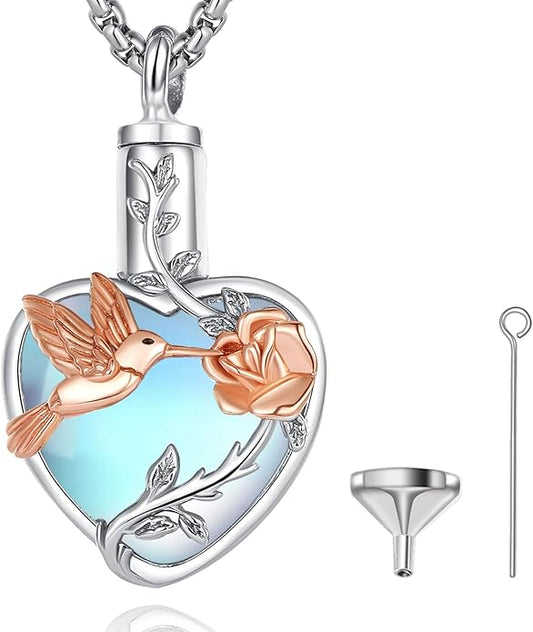 EUDORA Sterling Silver Urn Necklace for Ashes for Women Men, Ash Pendant for Human Cat Dog Ashes, Necklace for Ashes of Loved One Dad Mom Papa Pet Cremation Souvenir Jewelry for Funeral, 20inch