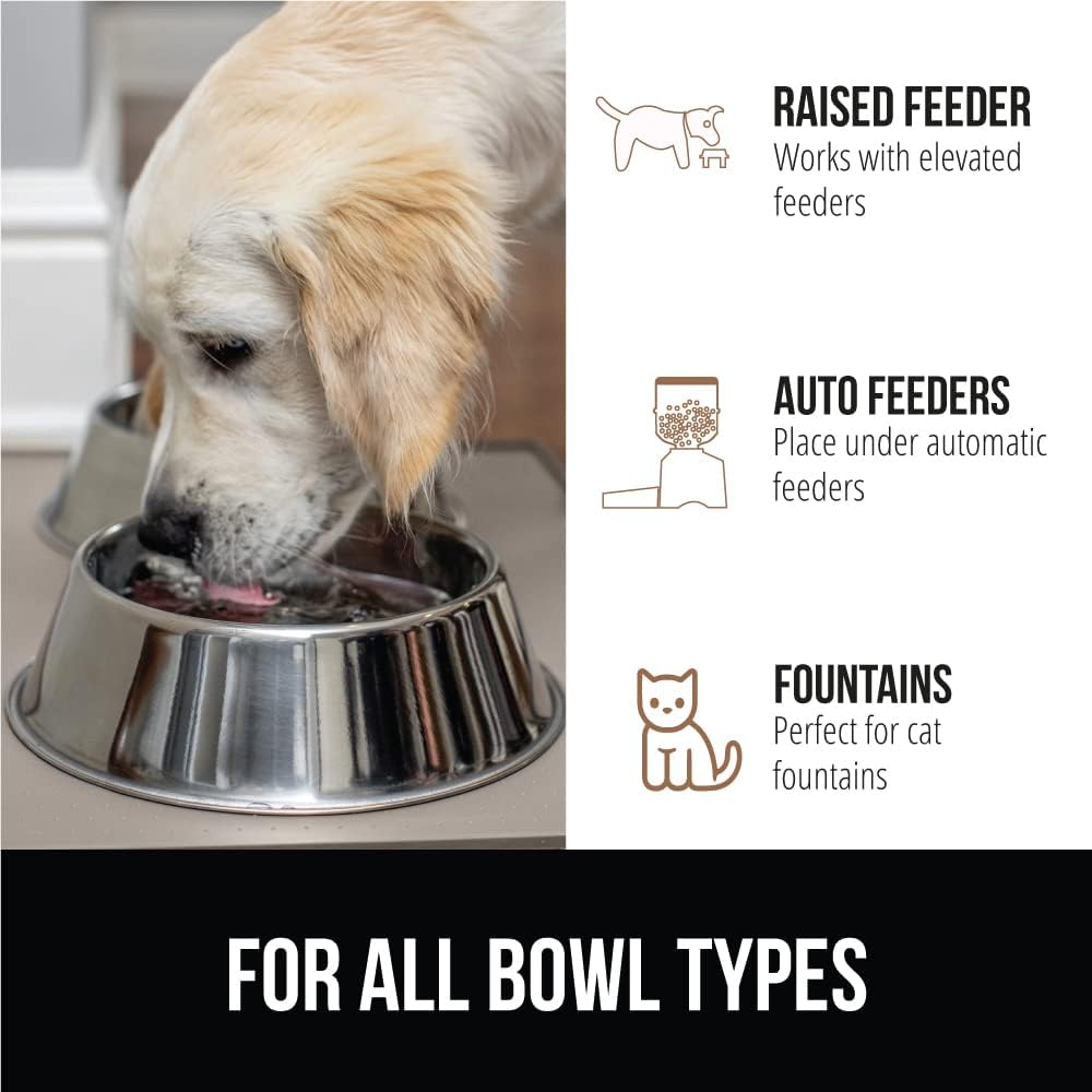 GORILLA GRIP 100% Waterproof Raised Edge BPA Free Silicone Pet Feeding Mat, Dog Cat Food Mats Contain Spills Protects Floors, Placemats for Cats and Dogs Water Bowl, Pets Accessories 16x10, Beige