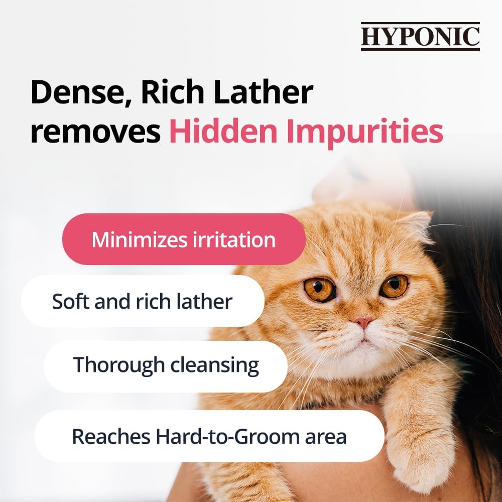 HYPONIC Hypoallergenic Premium Shampoo for All Cats (Scented, 10.14 oz) - Cat Shampoo for Dry Skin, Dandruff, Allergy