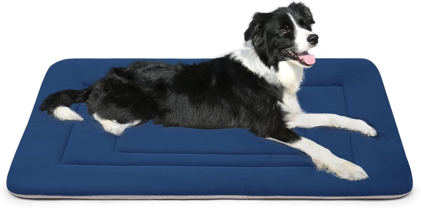 JoicyCo Dog Crate Bed Pad Mat, 36 in Non Slip Bottom Washable for Medium & Large Dogs, Kennel Pad, Dark Blue