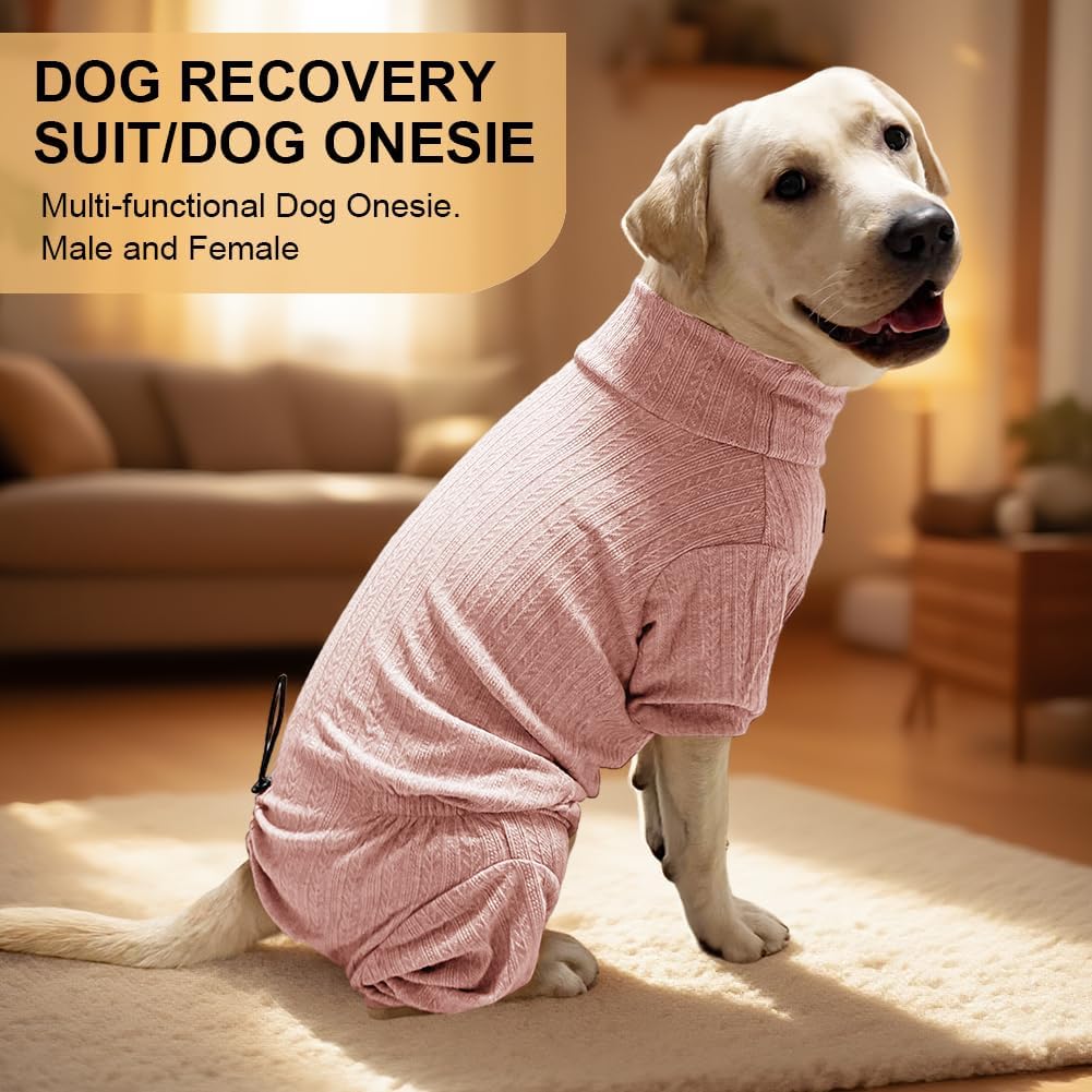 Dog Pyjamas PJS Sweater Clothing and Loungewear Suitable for Medium to Large Breeds of Dogs, Neutering Suits, Extra-Large Stretch Fabric, Four-Legged Dogs Clothes Pyjamas (Sweater Pink, 5XL)