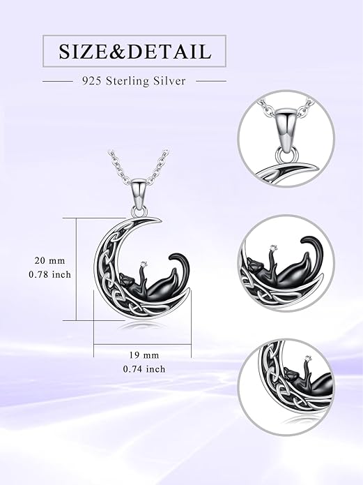 Fox/Cat/Axolotl/Sloth/Panda Necklace Crescent Moon Necklace 925 Sterling Silver Cute Animal Jewelry as Birthday Mothers Day Gifts for Women