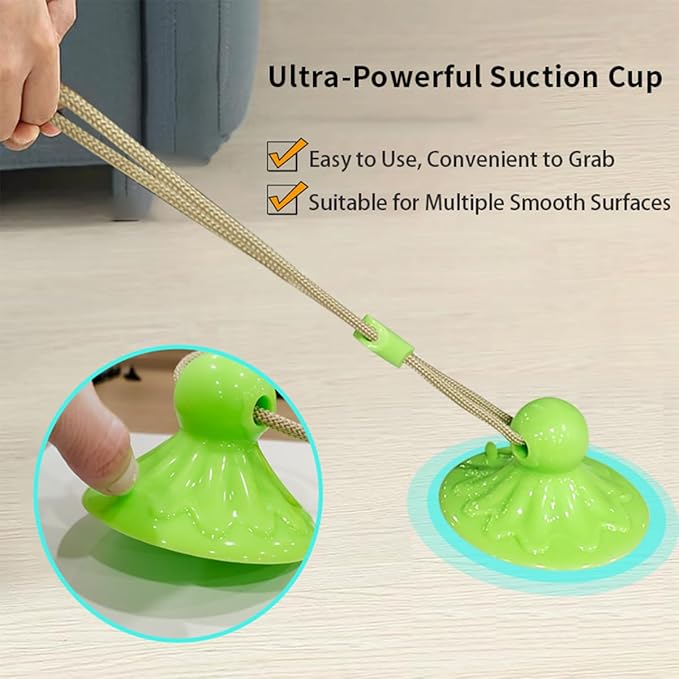 Corn Ball Chew Toys for Aggressive chewers, Interactive Suction Cup Dog Tug of War Toys, Teething Rope Toys for Dog Boredom, Enrichment Teeth Cleaning for Medium Large Dogs (Green)