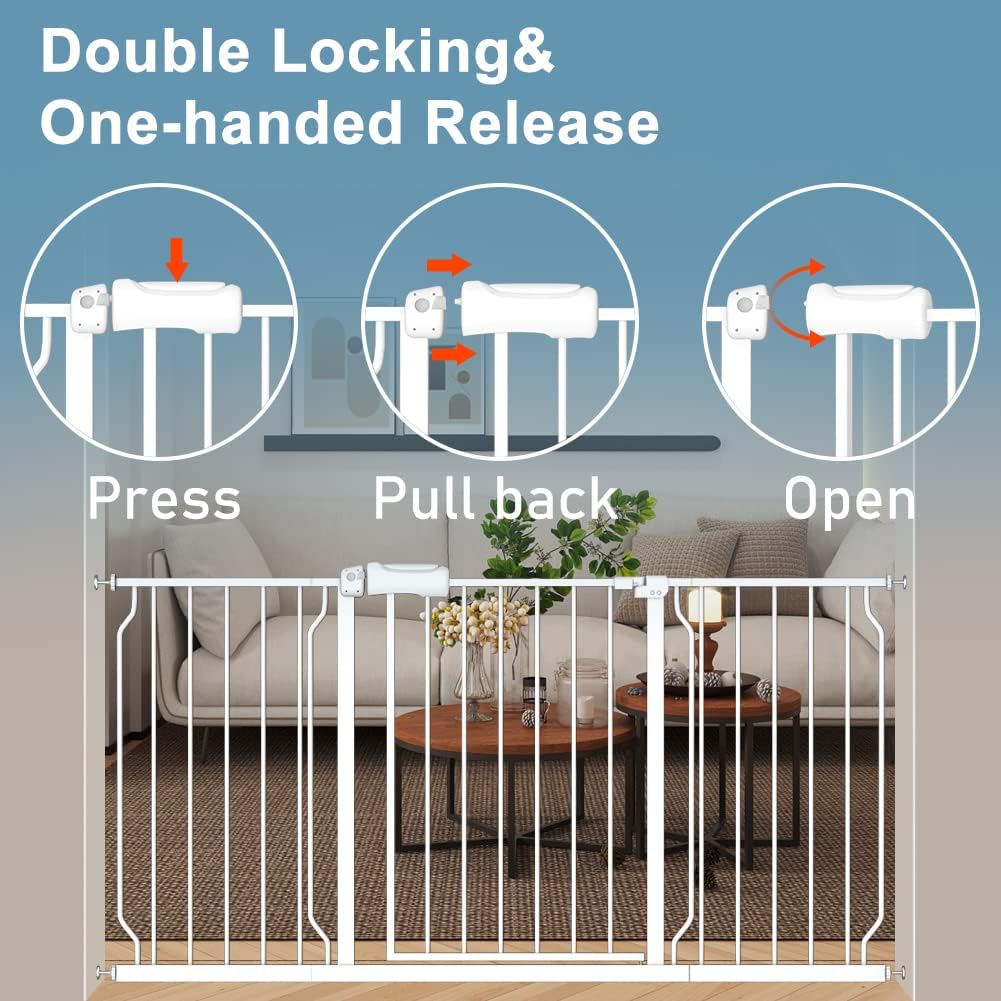 Extra Wide Baby Gate 4.72in Extensions Walk Through Baby Gate Pressure Mount Auto Close Child Safety Gates (White, Extension-4.72"/12cm)