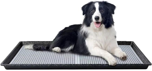 HQ4us Dog Pee Pad Holder Tray with Grate 34”×23”, Large Dog Litter Box Toilet, Puppy Pee Pad Holder, Less Mess, Dog Potty Indoor Outdoor for Balcony